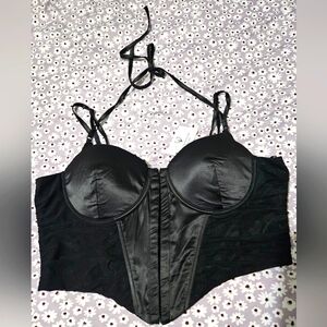 Black Satin Bustier Top